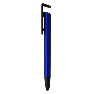 HALTER, plastična "touch" hemijska olovka sa držačem za mobilni telefon, metalik plava