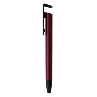HALTER, plastična "touch" hemijska olovka sa držačem za mobilni telefon, metalik crvena