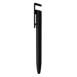 HALTER, plastična "touch" hemijska olovka sa držačem za mobilni telefon, metalik crna