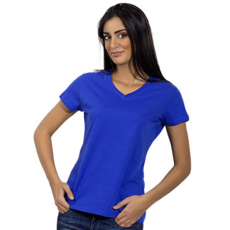 VIOLA, ženska pamučna majica sa v-izrezom, rojal plava