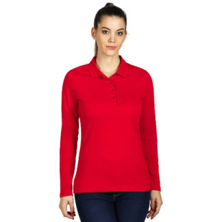 UNA LSL, ženska pamučna polo majica dugih rukava, crvena