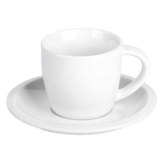 MOMENTO, porcelanska šolja i tacna za "cappuccino" kafu, 150 ml, bela