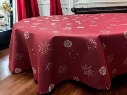 Stolnjak Okrugli 150cm Snowflakes Bordo