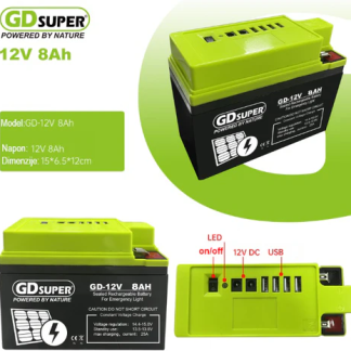 GDSuper GD-12V8Ah Baterija za Solarne Sisteme